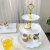 欧式塑料多层水果盘客厅茶几糖果盘前台精致托盘三层点心架子 白色花瓣两层金皇冠