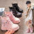 迪士尼（Disney）女童马丁靴2024秋冬新款小公主靴子洋气儿童皮靴软底防滑女孩棉靴 黑色（加绒） 9586 34 鞋内长约20.7cm