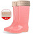 雨花泽  糖果色女雨鞋  高筒雨靴透明雨鞋 防滑耐磨防水PVC水鞋  糖果粉色 40码