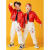 澳颜莱小学生运动会舞蹈服儿童啦啦队演出服装幼儿园男女六一爵士舞蹈服 红单件外套送背心 90cm