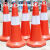 路障锥禁止停车反光路锥塑料提环圆锥雪糕筒交通安全警示锥 红白2米固定杆