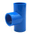 PVC给水管件直角接弯头立体三通四通直通阀门堵帽塑料蓝色配件 25直通蓝色