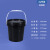 黑色大口桶工业级水桶塑料桶密封桶油漆桶油墨桶胶桶桶小桶大桶机油桶带盖带提手黑色避光桶 20L-黑色