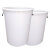 海斯迪克 HK-370 加厚塑料圆桶 大容量圆形收纳桶酒店厨房垃圾桶 白色无盖60L