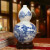 鸿瑀 景德镇陶瓷花瓶摆件仿古山水青花瓷瓶 现代中式家居装饰工艺礼品收藏 葫芦瓶