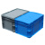 蓝色塑料物流箱长方形加厚EU周转箱翻盖运输储物箱灰色鱼池过滤箱 外径60*40*28cm 蓝色