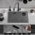 隐藏吧台水槽厨房隐形单槽日式带盖岛水盆不锈钢纳米黑 60*B圆形龙头+净水+洗杯器