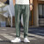 依姿朵夏季休闲裤男直筒薄款潮流冰丝运动男士韩版长裤子男6803 绿色 34