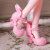 60厘米叶罗丽娃娃芭比鞋子夜萝莉仙子时希冰公主衣服高跟鞋皮长靴 粉色蝴蝶结高跟鞋+袜子 60厘米娃娃鞋子