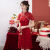 东方鸭蕾丝旗袍2023年新款夏季年轻款改良气质修身显瘦中国风连衣裙 酒红色 S 85-95斤