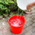汉河 清洁水桶牛筋水桶塑料加厚双耳担水桶 小号红色双耳桶2个+不锈钢夹