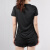 阿迪达斯 （adidas）新款女子运动套装夏季清爽短袖T恤衫半袖上装时尚显瘦瑜伽 DQ2630单件上衣T恤黑色/logo灰色右下  XS