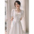 VZVY白色礼服2023年新款领证登记小礼服订婚修身短款主持人晚礼服裙女 白色七分袖款-加头纱 xsmw18535 S