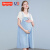 费雪美国孕妇夏装时尚宽松纯棉背带裙假两件连衣裙夏季孕妇裙 冰蓝色连衣裙 M