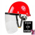 定制气割工业头带安全帽可上翻头盔式防溅保护罩护具电焊防护面罩 O18-安全帽(红色)+支架+透明屏
