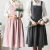 围裙棉麻式日式时尚女兜个性连衣亲子花店工作厨房麻双肩加长款过膝 绿色-有袋