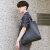 袋鼠韩版时尚PU皮包简约通勤男女托特包方形竖款大容量手提包 黑色
