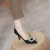 鞋柜（shoebox）达芙妮集团旗下2024年春季名媛性感尖头方扣水钻法式黑色高跟鞋 黑色3厘米跟高 34