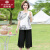俞兆林中老年女装夏装短袖雪纺套装大码中年妈妈装洋气减龄宽松两件套 白色 XL(建议100斤左右)