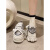 YXKO欧洲站春夏季新款小白鞋高跟圆头松糕厚底小个子帆布鞋女单鞋 黑色 35 标准码数