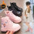 迪士尼（Disney）女童马丁靴2024秋冬新款小公主靴子洋气儿童皮靴软底防滑女孩棉靴 黑色（加绒） 9586 34 鞋内长约20.7cm