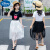 迪士尼2024年新款女童夏装套装潮衣韩版洋气时髦中大童裙子两件套3-15岁 白色 白色衣服+黑色裙子 150码左右145左右吧