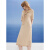 唐可娜儿（DKNY）春夏假两件飘带水手领条纹针织开叉连衣裙 咖色条纹 S