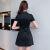 QCKZ足浴技师工作服中式复古改良旗袍女印花美容院按摩短裙 黑色 S