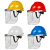 定制适用安全帽带面罩全脸防护透明PVC铝包边烧焊防飞溅防冲击打磨面屏 蓝色安全帽+支架+3张屏