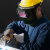定制适用电焊面罩安全帽面罩焊工自动变光头戴式全脸部防护罩氩弧焊帽 新款PC铝架小镜片变光款(不含安