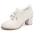 Cupald牛皮单鞋女2024春季新款女鞋子粗跟高跟鞋皮鞋女中跟妈妈鞋上班鞋 米色（标准尺码） 38