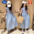 迪士尼（Disney）女童法式镂空背心连衣裙2024夏季新款韩版设计感修身显瘦气质裙子 蓝色 160cm