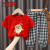 迪士尼（Disney）儿童衣服女童套装两件套时尚洋气男童上衣纯棉T恤夏季中小童裤子 (帽子鸭)-大红t+格子裤 90 (建议身高80-90cm)