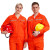 久瑞 JSF142 春秋季工作服 翻领大口袋安全反光条工装劳保服分体套装 橙色套装 M 