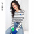瑟俐（SERLEAY）品牌2024年春季新款韩版长袖女撞色袖口条纹针织衫上衣女打底衫 黑色 S