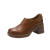 路蒙卡帝（REMCAOTI）棕色复古风深口单鞋粗跟高跟小皮鞋2024春夏季新款通勤高跟鞋女鞋 黑色 34