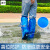 一次性雨鞋鞋套防水防滑透明塑料下雨天耐磨隔离脚套室 蓝色脚型长筒[3双独立装]36g加