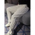 SUVKVIP夏季拼接线条阔腿直筒纯白色运动休闲裤男宽松轻奢垂感长裤子 白色 S(-140)