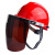 橙央安全帽防护面罩头戴式电焊工带耐高温脸面部防尘用防农药飞溅面屏 茶色面屏+红色安全帽