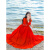 黎尚朵30-35岁左右女人夏天穿的连衣裙茶卡盐湖沙漠旅拍夏季新款大红色 酒红色 s