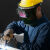 HKNA 高空电焊面罩防护自动变光护脸头戴式烧焊工铝支架安帽氩弧焊接 支架变光面罩经典款