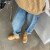 奢迪卡奢侈新品牌马丁靴女年冬季新款真皮厚底复古短靴大黄靴子女 黄色 34