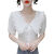 贤语法式娃娃领雪纺衬衫女短袖2023年新款夏季时尚洋气小衫泡泡袖上衣 白色 XXS