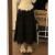 XFHSP蛋糕裙半身裙夏季新款设计感百搭韩系磨毛蕾丝拼接秋冬花边 米白色 S