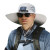 HKFZ 太阳能风扇防晒帽子男士夏季大帽檐户外登山钓鱼带风扇的遮阳帽 深灰水墨+2个挖洞多用风扇 可调节