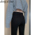 登西罗品牌2024马蹄裤冬女装新款显瘦锦棉黑色休闲外穿马蹄裤微喇叭高端 九分版（身高158CM 以下） L105-120斤