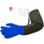 加长防水橡胶水产加绒耐磨手套劳保带袖挖藕抓鱼捕鱼专用长袖加厚 系带  蓝色布里70cm XL