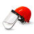透明防护面罩安全帽面屏电焊打磨防冲击防飞溅全脸耐高温防尘面具 红色安全帽+PC加厚进口1.5MM面