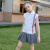 Kappa Kids卡帕儿童纯棉套装2024夏新款中大童无袖POLO衫百褶裙女童两件套 白色 120cm