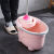 塑料老式墩布桶旋转拧水单桶手动挤水桶手压地拖桶拖地拖把桶 加厚款粉色(一个桶一个拧干器)